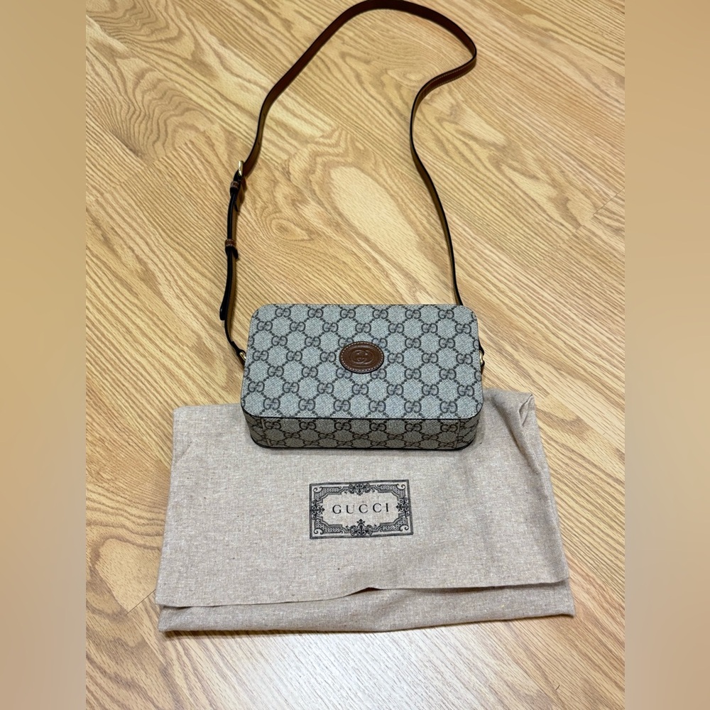 Gucci GG Canvas Mini Trunk Crossbody/Shoulder Bag with Gold Hardware
